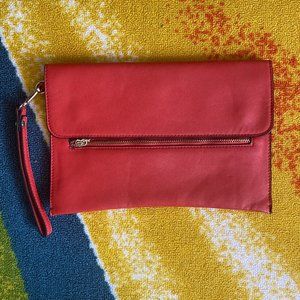 Orange Leather BCBGeneration Clutch Pouch